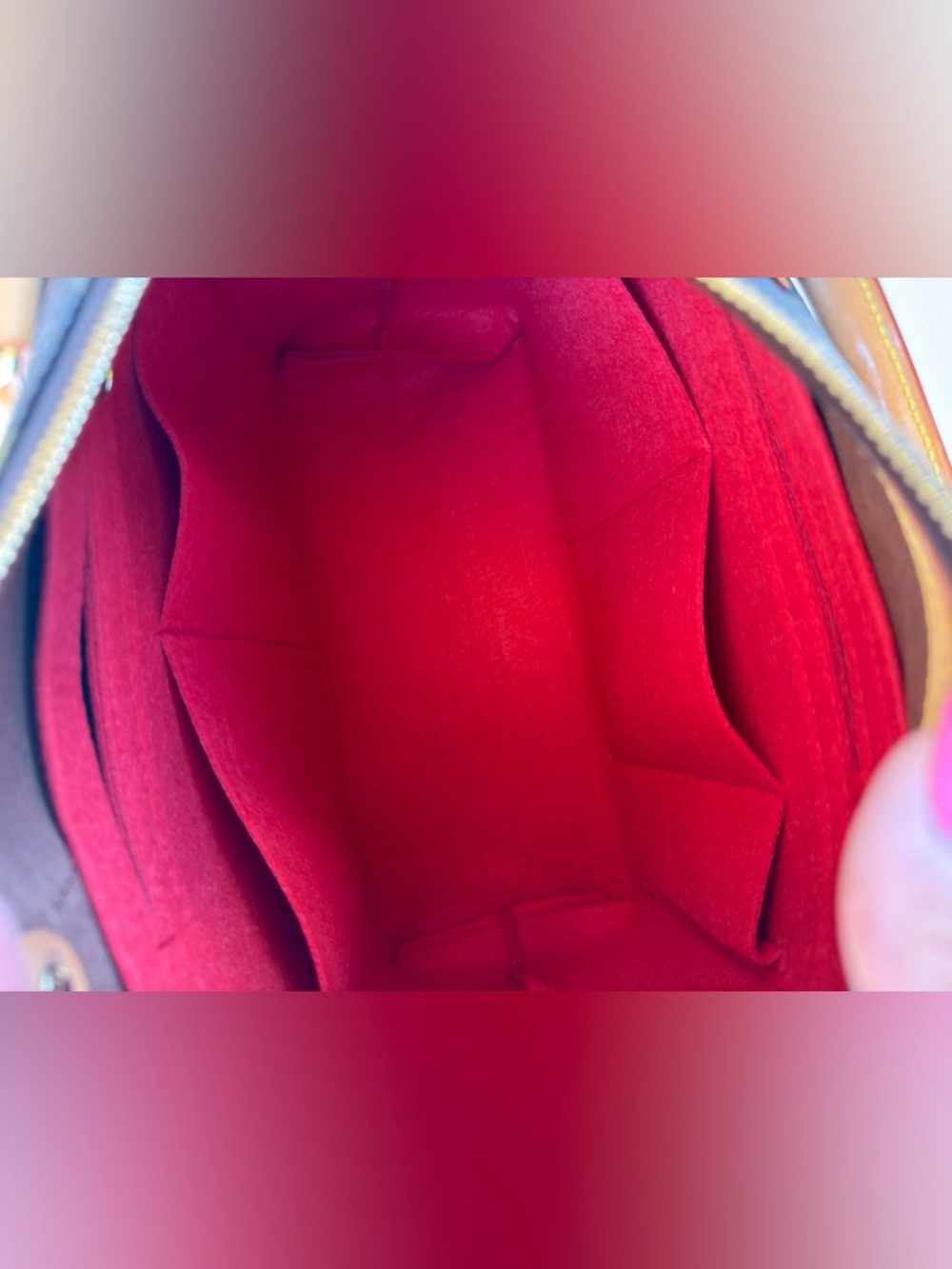 Organizer Insert Red Felt Bag Shaper Purse Protector Med fits Speedy 30 - Picture 3 of 3